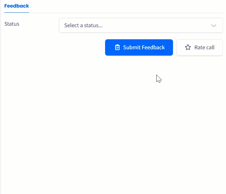 Screenshot with available controls during submitting feedback