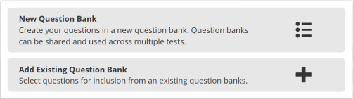 Screenshot of test creation options.