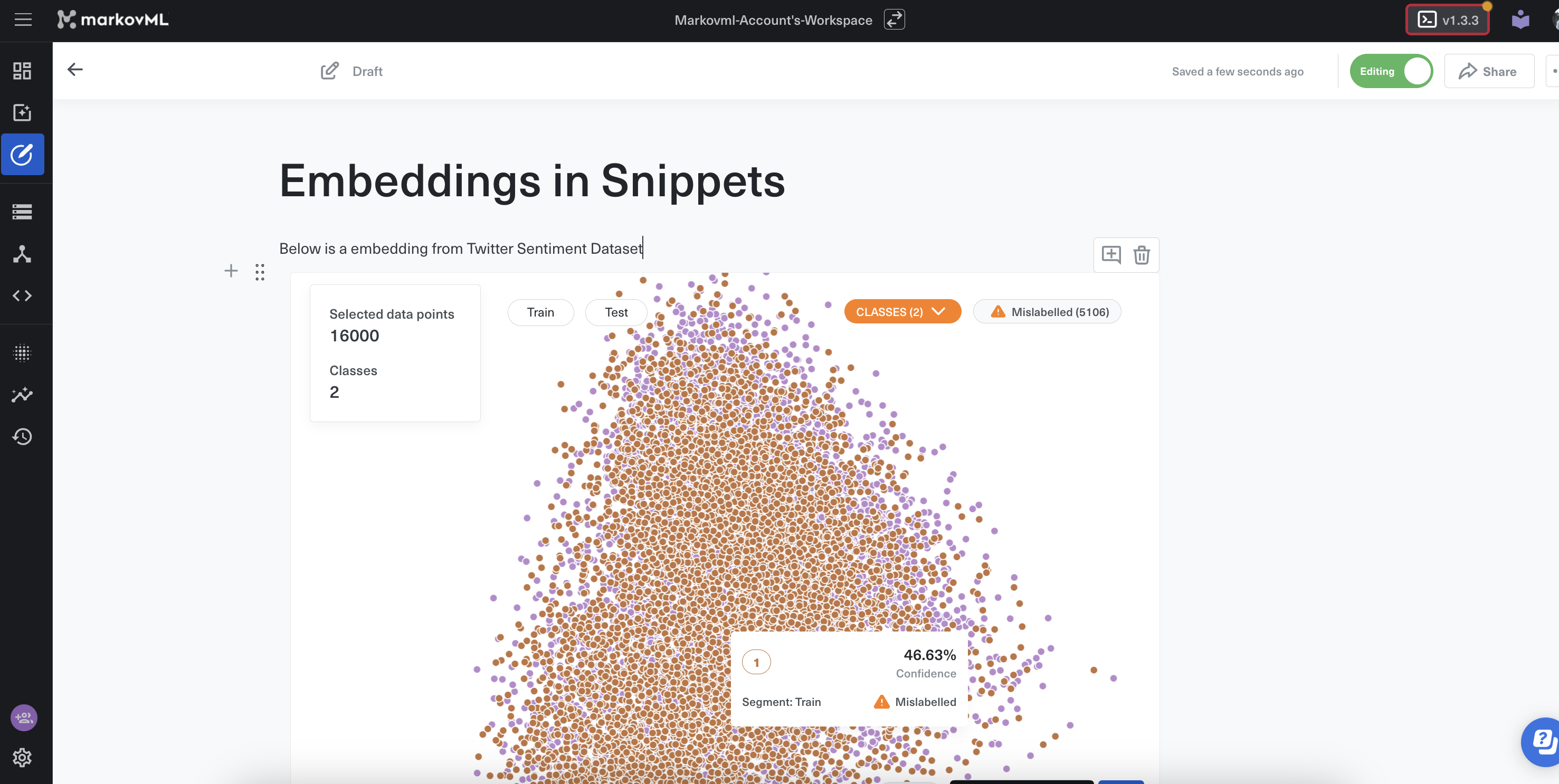 Add embeddings in Snippets and interact with the chart right here