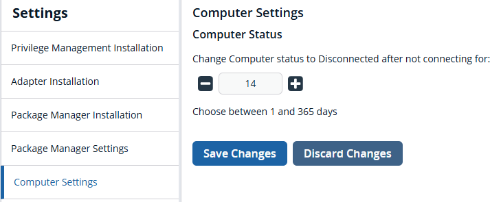 Computer status settings