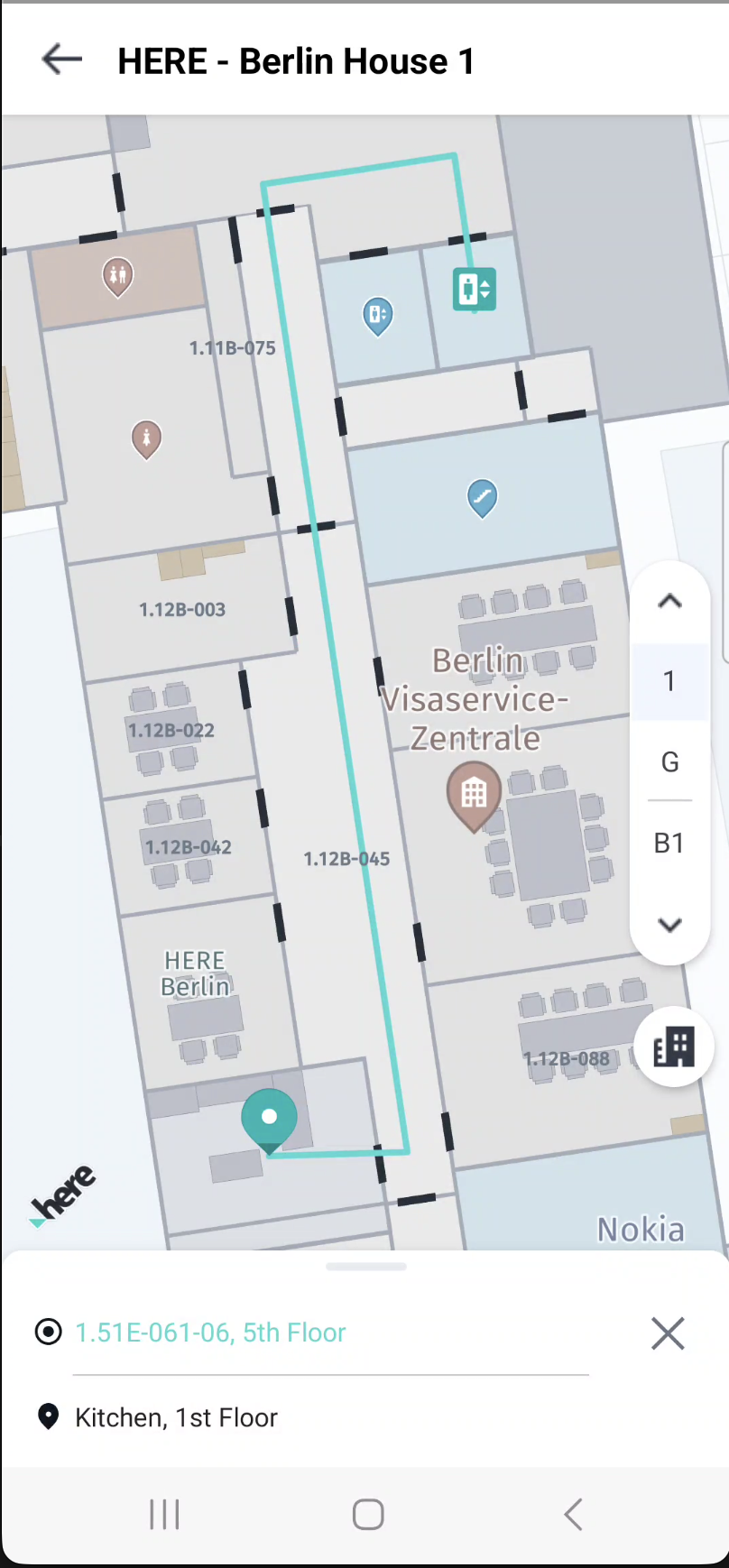Indoor route at HERE Berlin office.