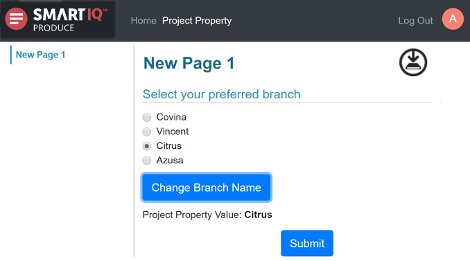 Change Project Property value using Run Button Action (<<productname>> Produce)