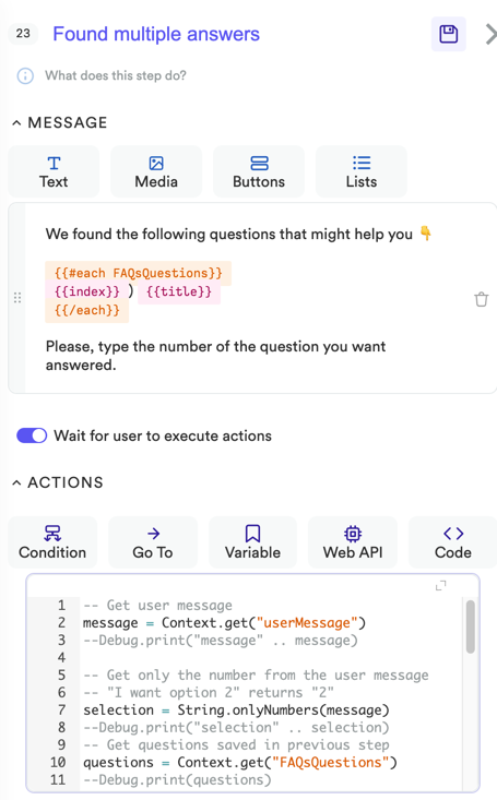FAQs Activity - Found Multiple Answers Messages
