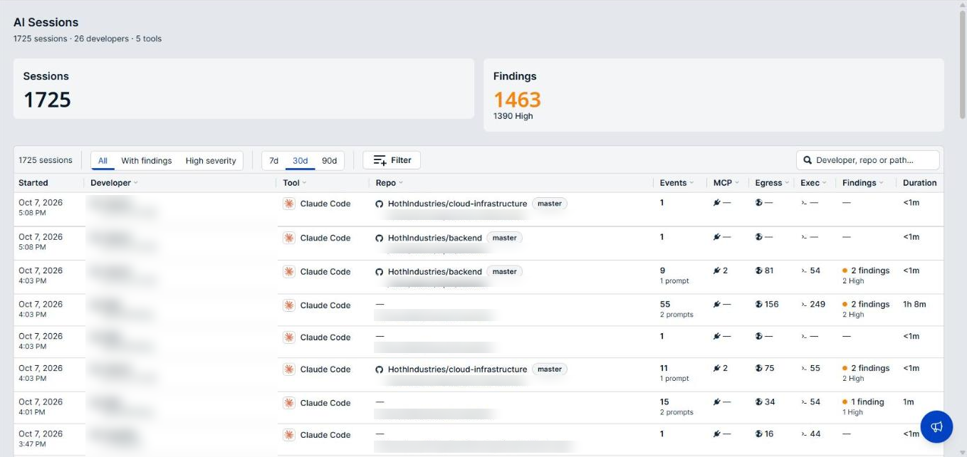 AI Sessions page