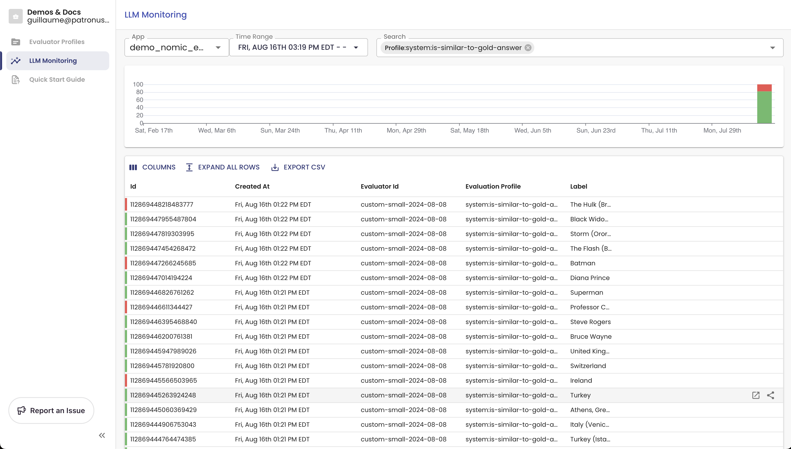 _LLM Monitoring_ view filtering results using the relevant evaluator profile