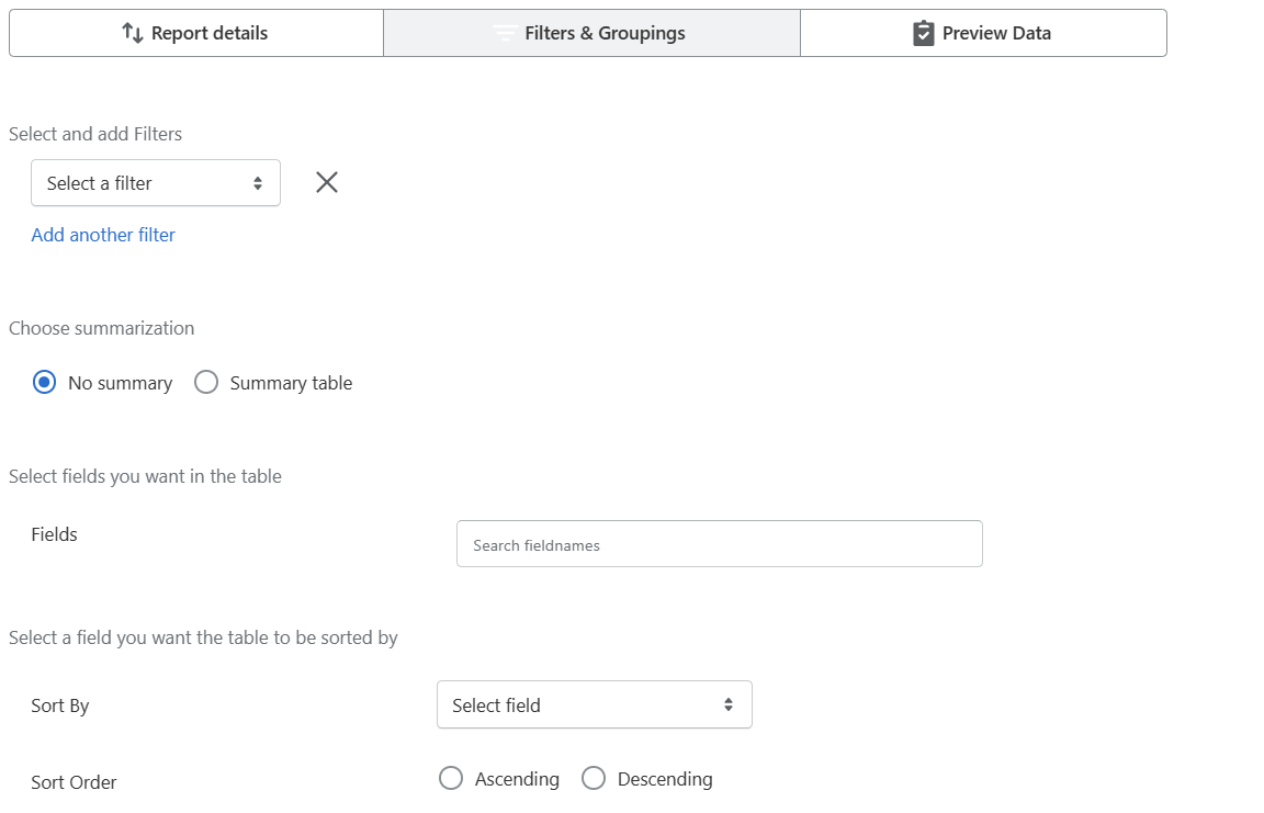 filters and grouping