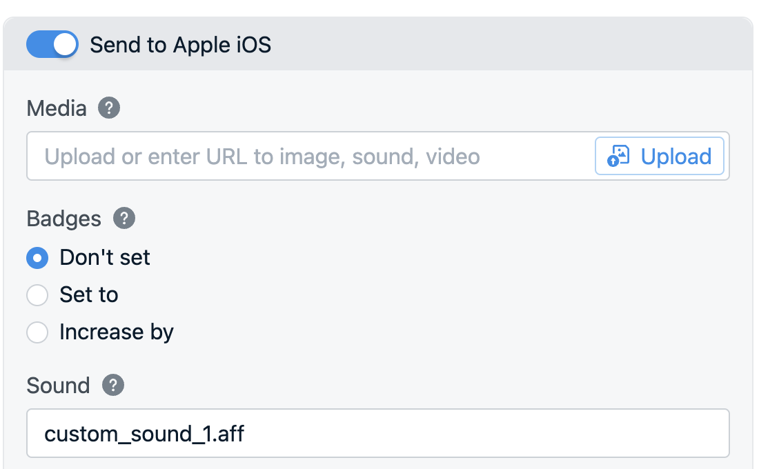Specifying the custom notification sound extension (.aff) in OneSignal settings for iOS