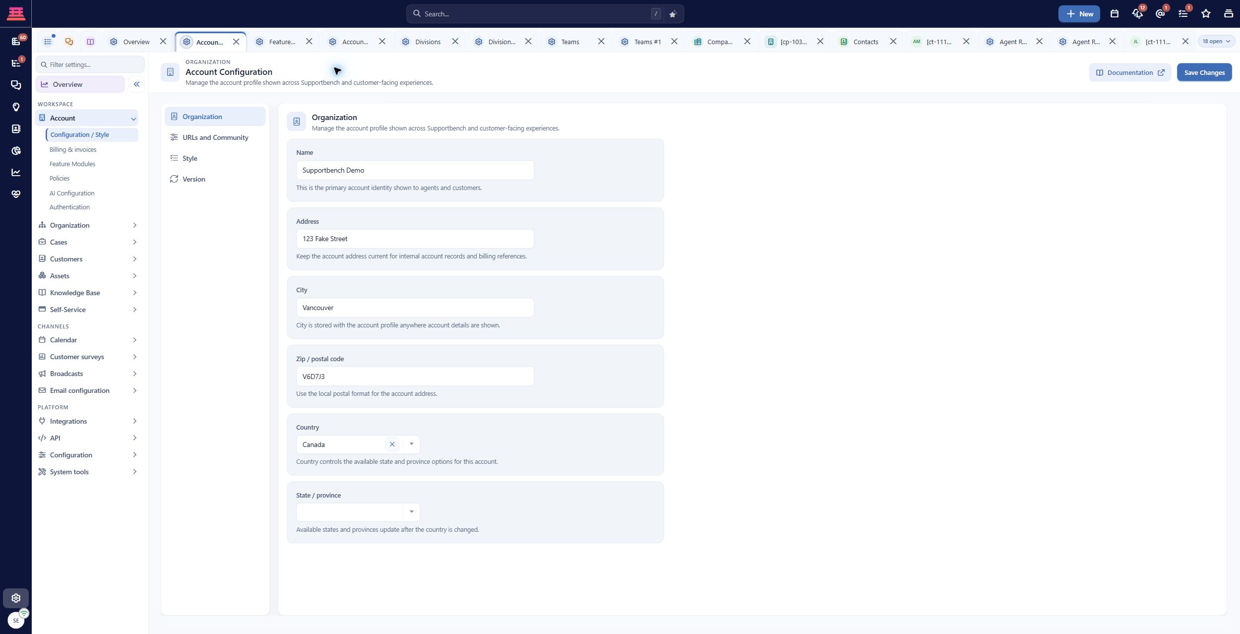 Existing demo account identity in Organization. Northstar Software is the fictional organization used in the written example.