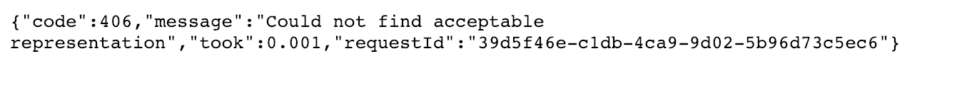 Sample error message with the JSON response body