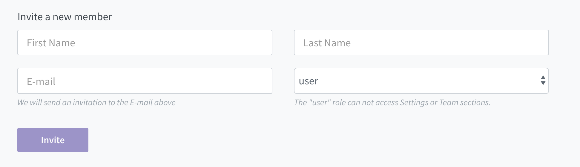 invite-team-member-form.png Use this form to invite additional members to the Castle Dashboard for your organization