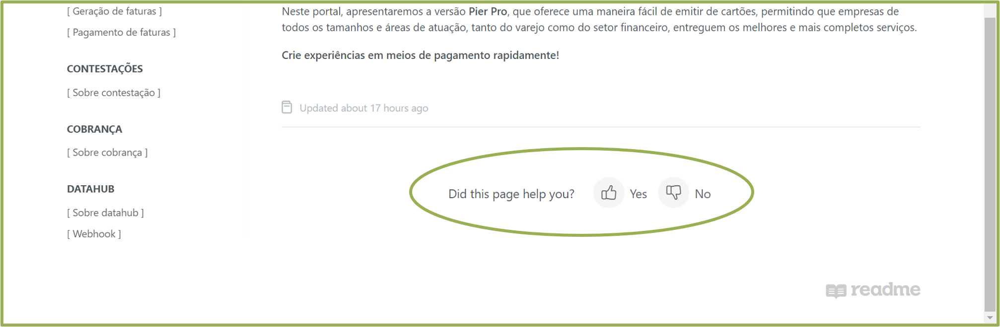 Suporte Pier Pro voto.png FIG: localização da enquete para avaliação e comentários