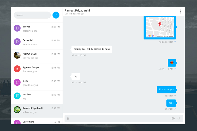 Fullview layout - pre built web [chat UI](https://www.applozic.com/chat-ui/)