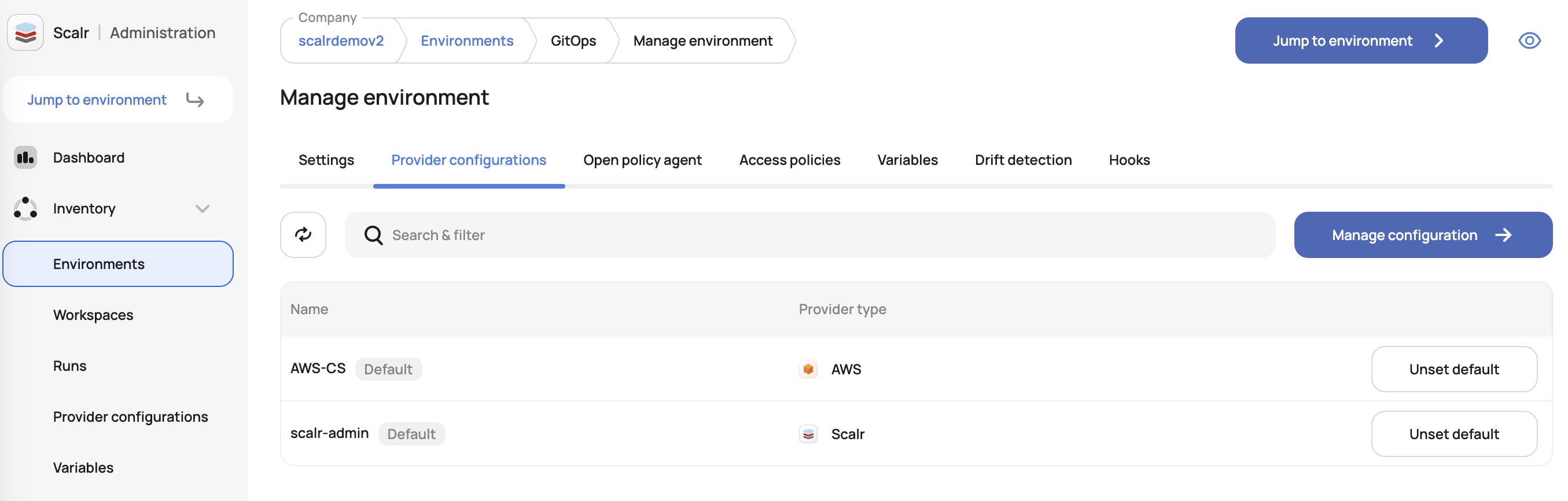 provider_config3.png Assigning the provider configuration as the default for an environment