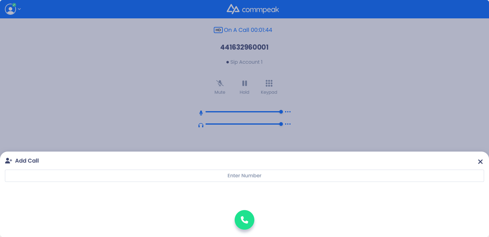 Screenshot of the Add Call option