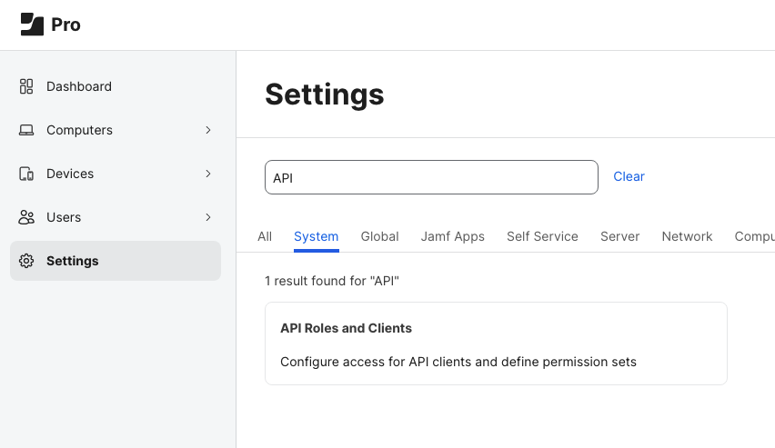 Find the API Roles and Clients configuration here.
