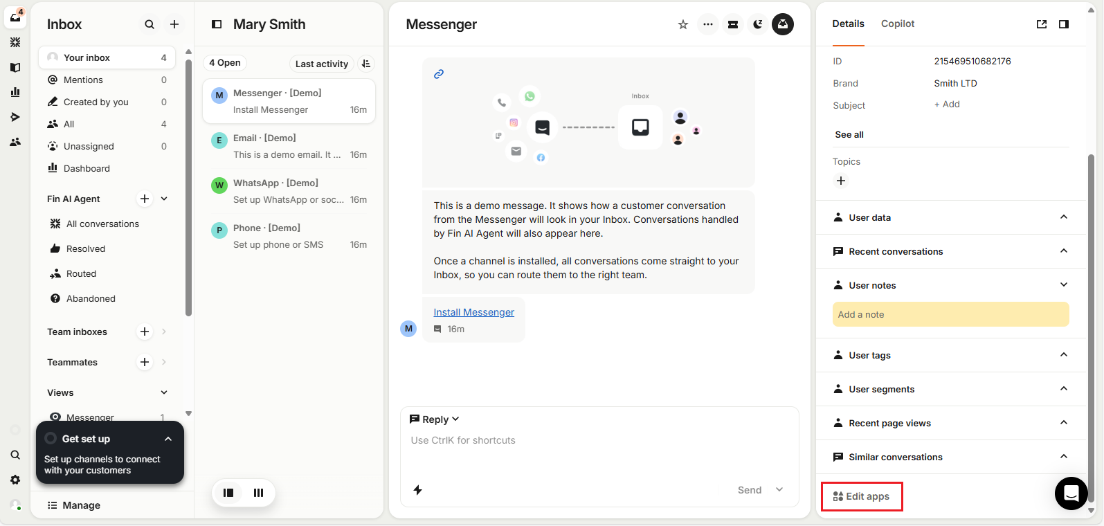 Screenshot of the Details section with Edit apps button