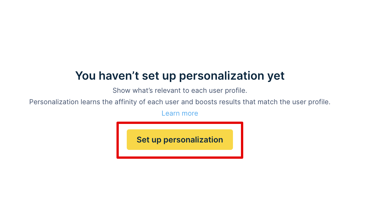 The Setup tab with no active personalization