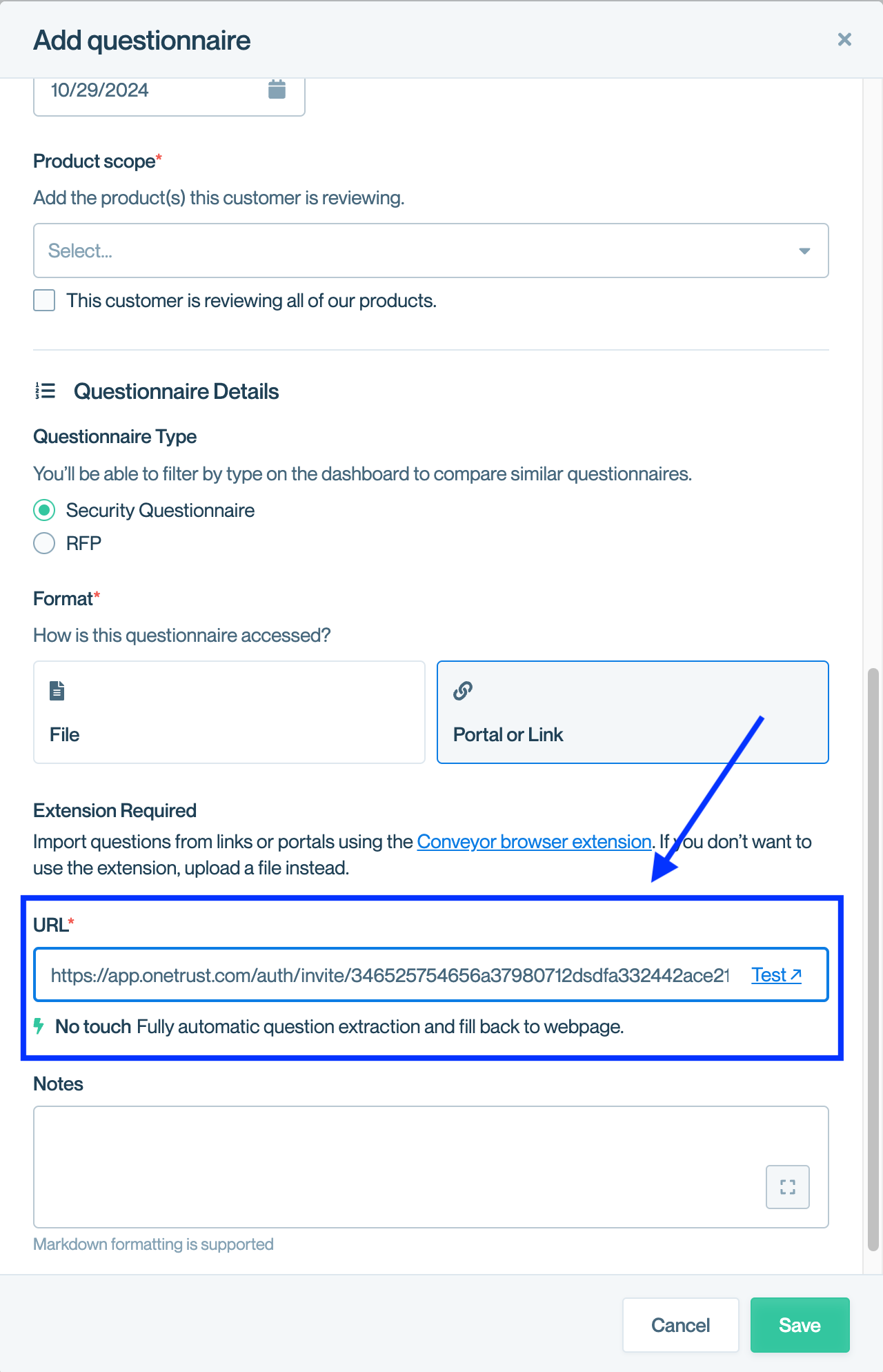 Selecting the **Question** cell