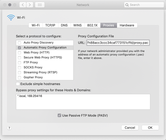 netowkr proxy settings mac