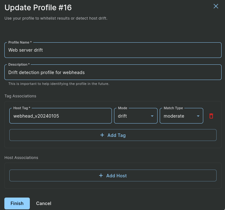 Screenshot of the dialog for editing an existing result profile.