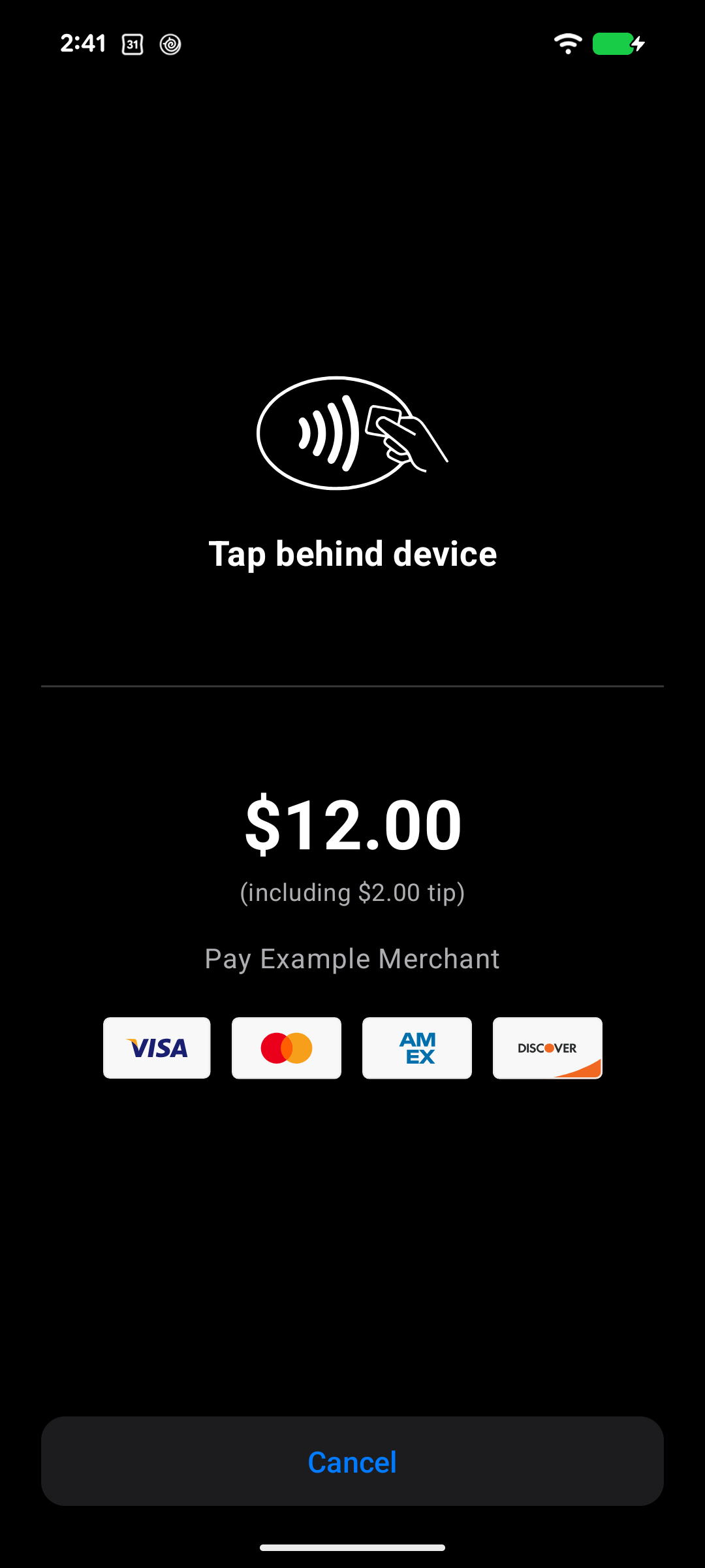 Tap to Phone screen on Android Mobile Pay