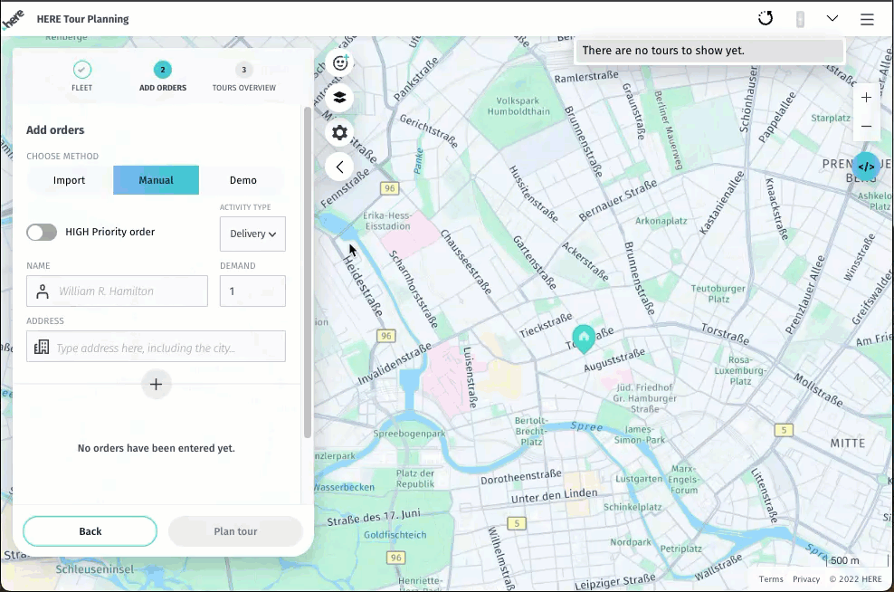 Adding orders manually