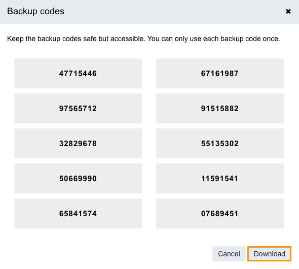 2 factor authentication google backup codes