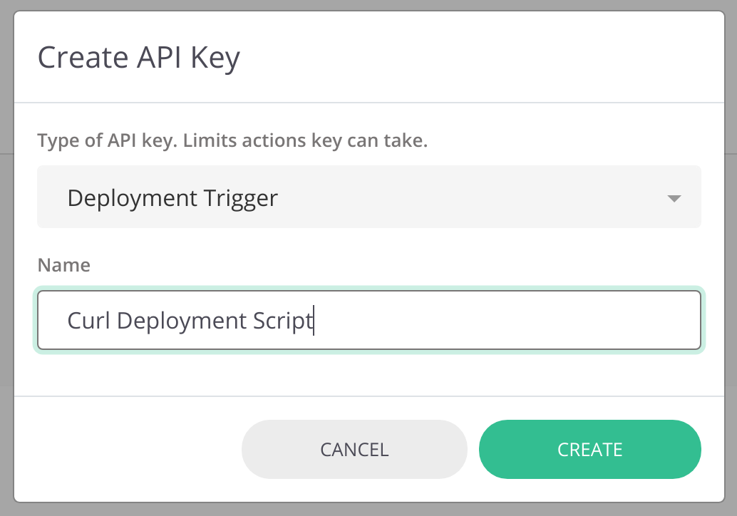 Create a use case specific key from the `Create New Key` button.