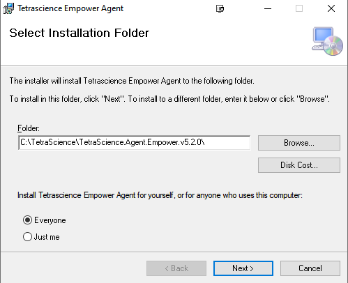 TetraScience Empower Agent Installer (Select Installation Folder)