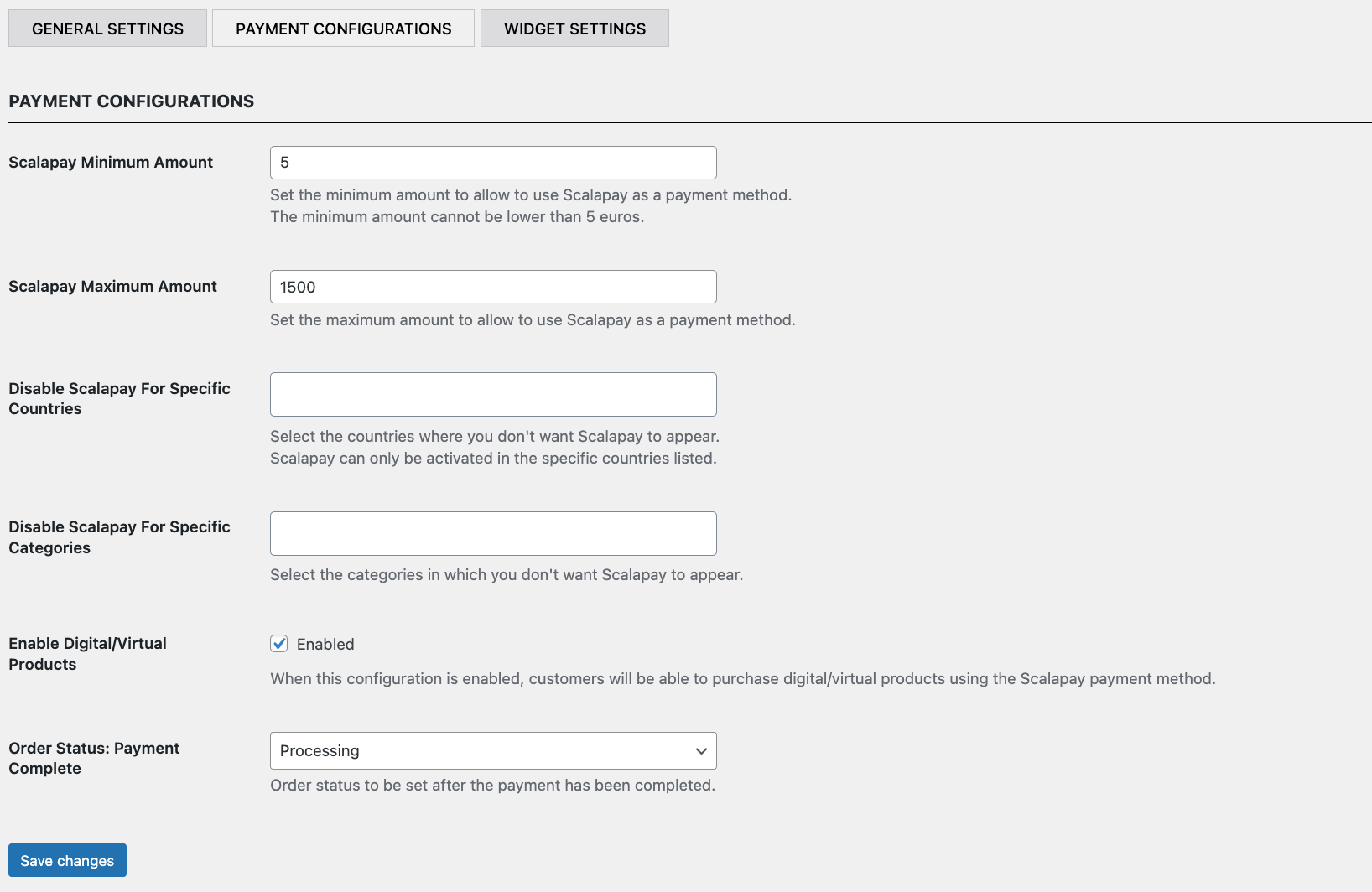 enable settings.png Enable the product agreed by the contract