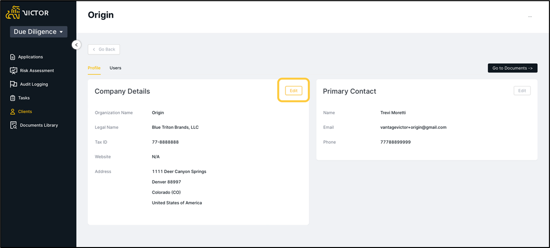 Figure 9. Client Profile Edit