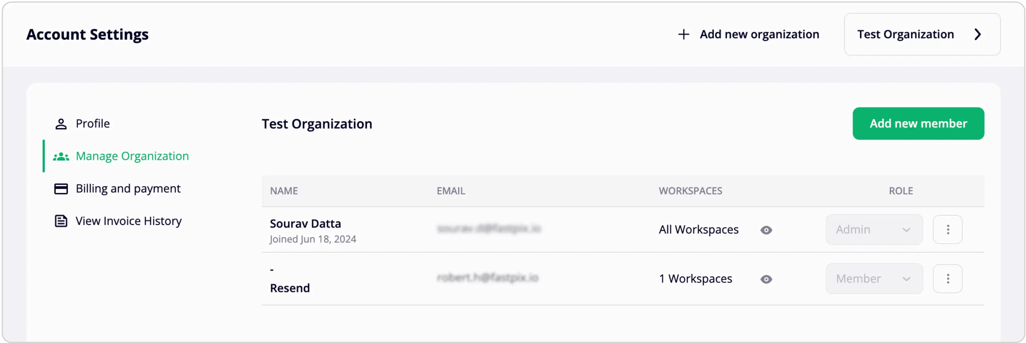 FastPix Account Settings Dashboard