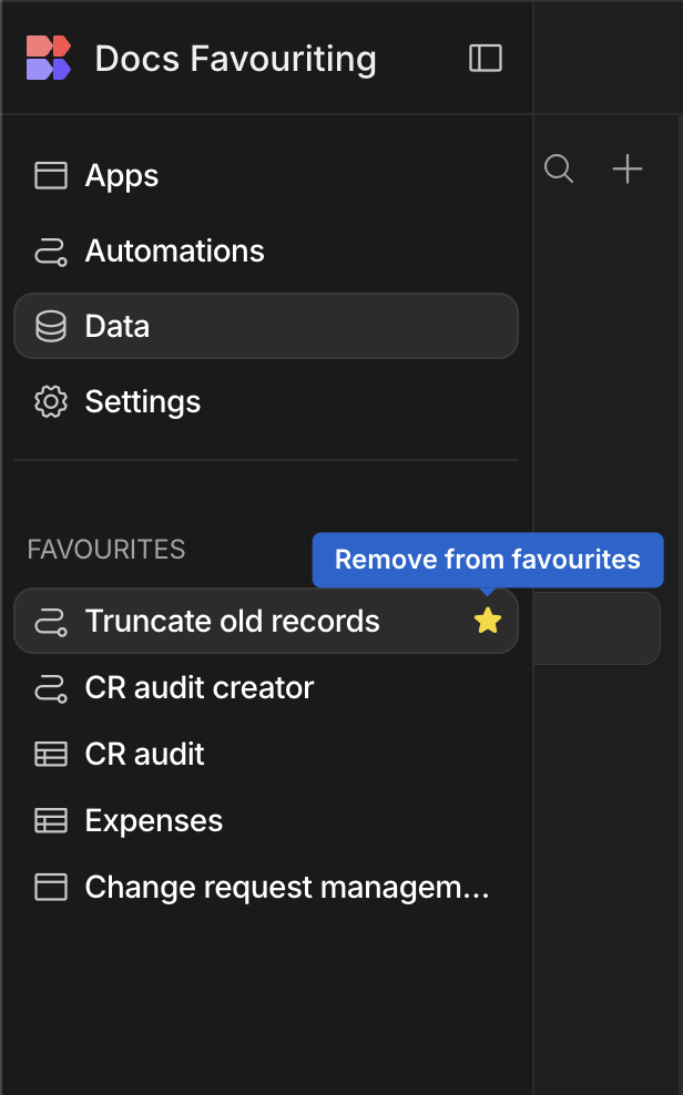 Favourites and removing