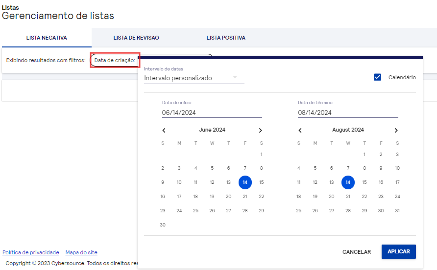 filtro em gerencimento de listas