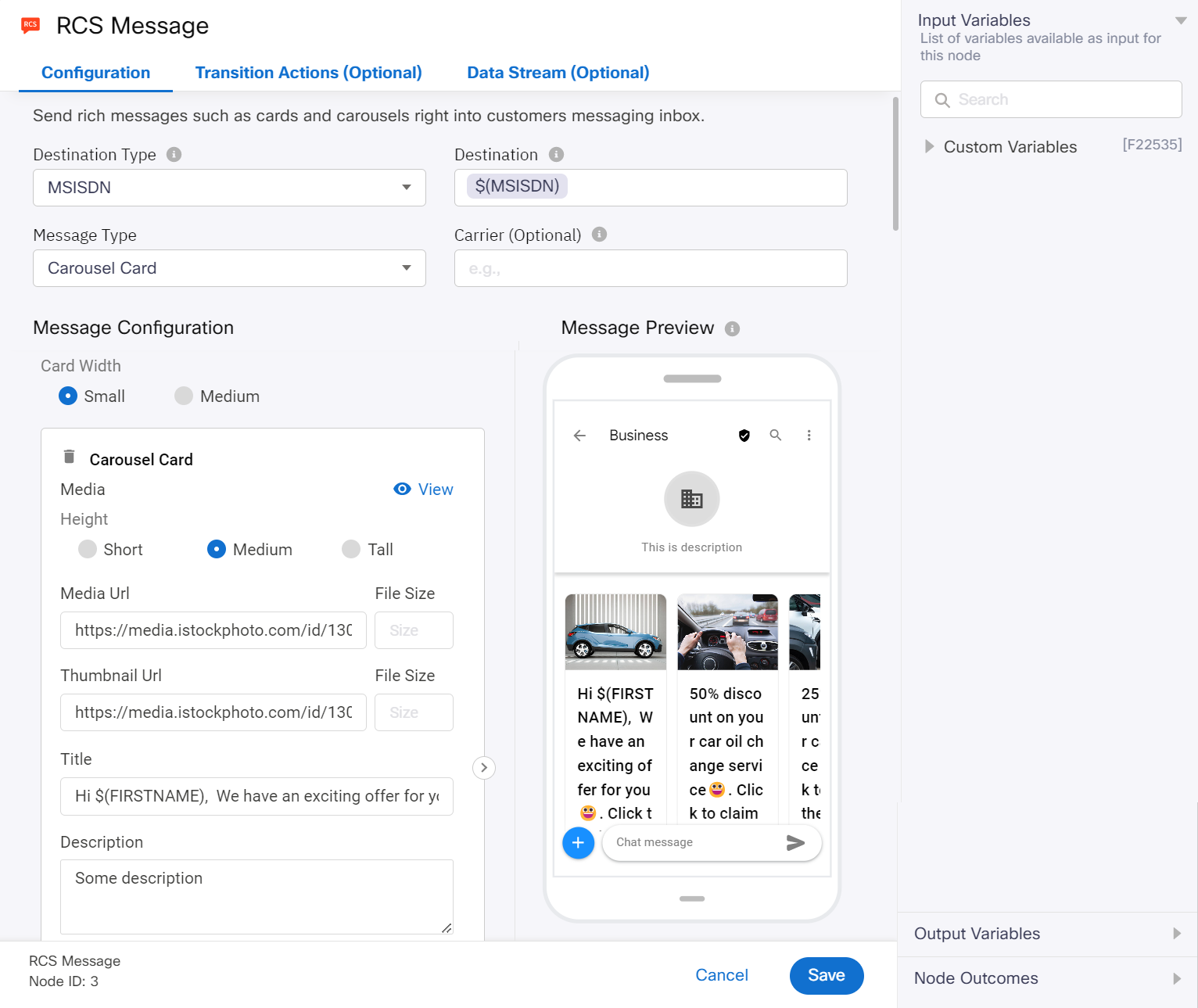 Step 1: Creating an RCS flow in Webex Connect