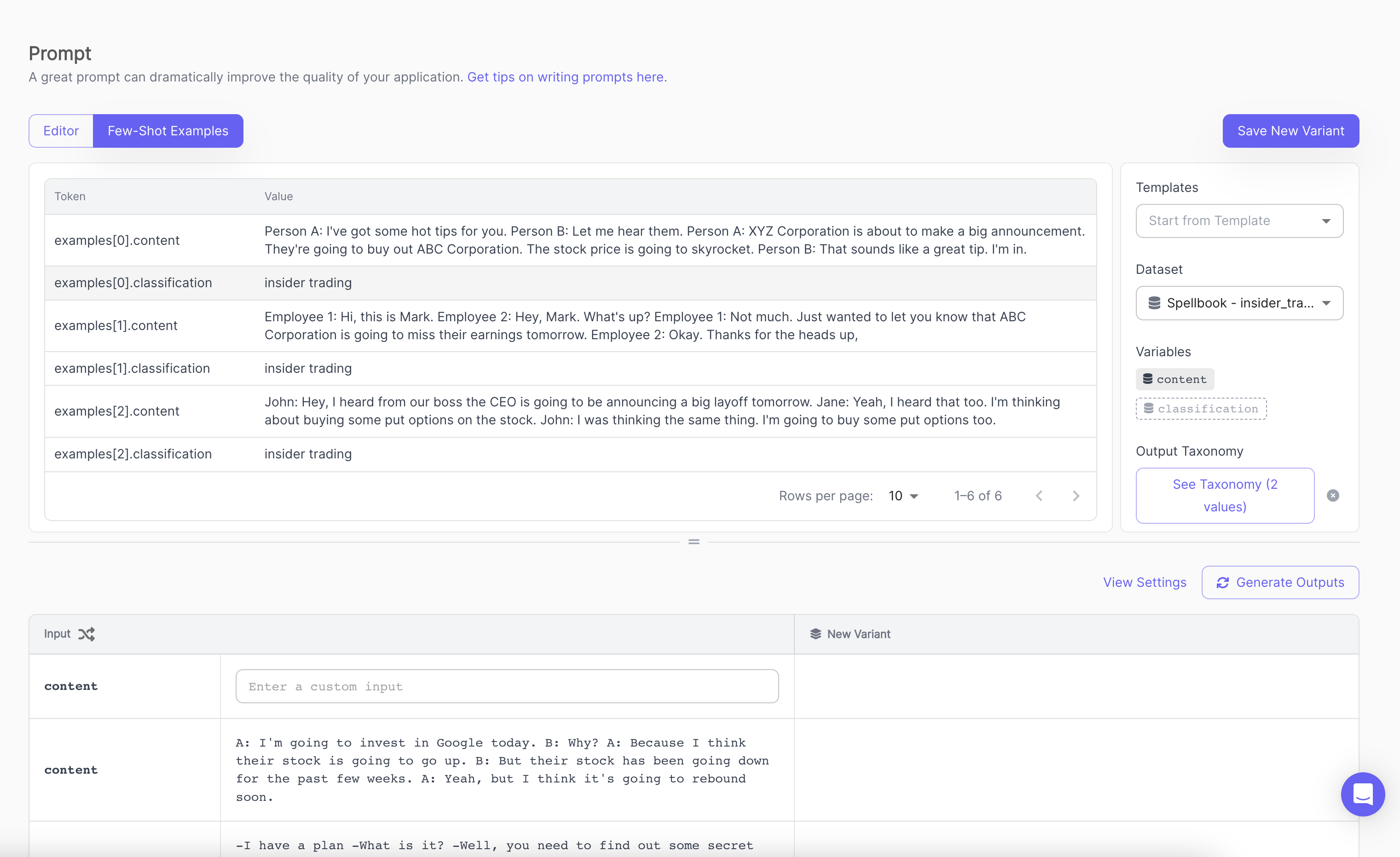 Corresponding 3-shot examples that will be filled into the prompt at inference time.