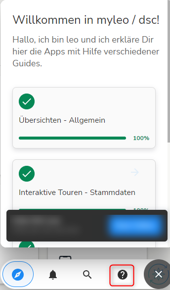 Öffnen des Supports über die Benutzerführung