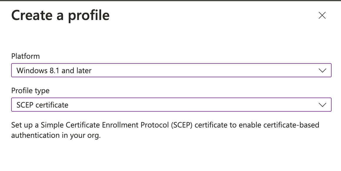 Create SCEP Profile