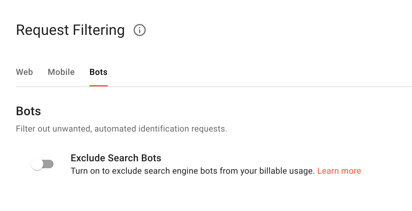 Dashboard - Search Bots Filtering