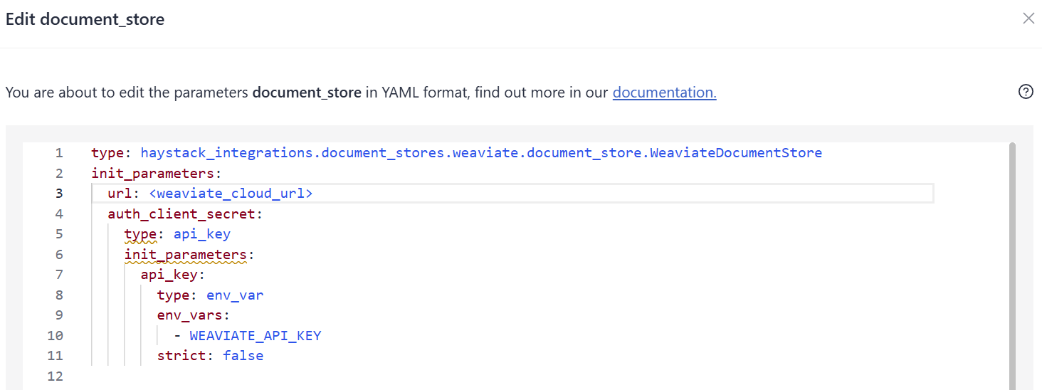 Document store configuration