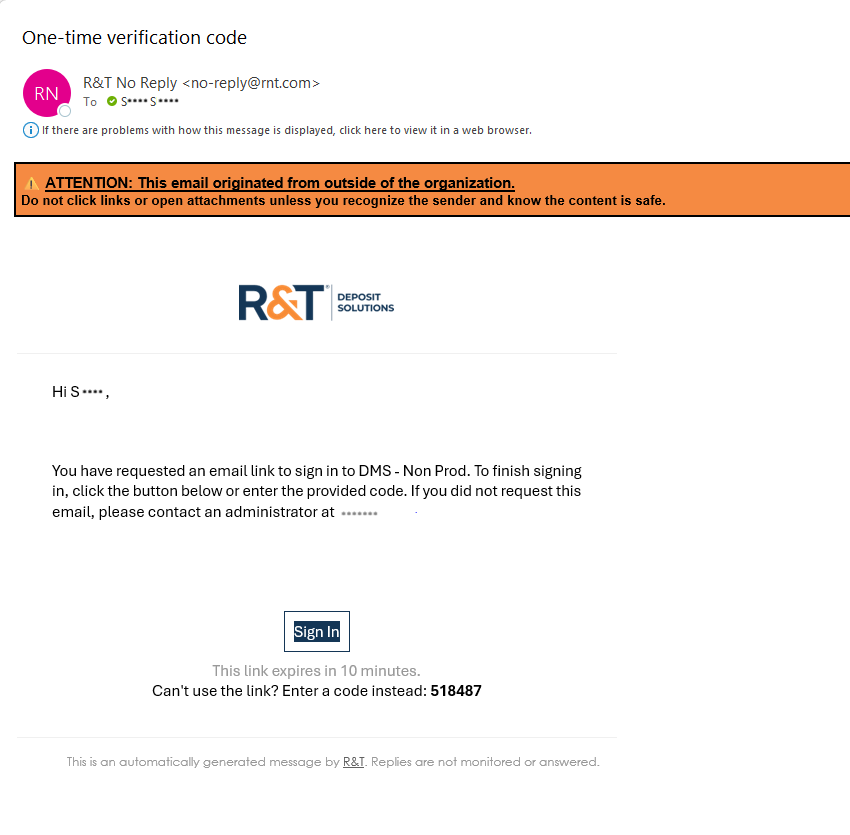 Email verification message