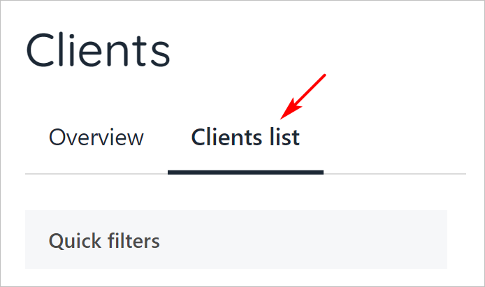 Clients list tab