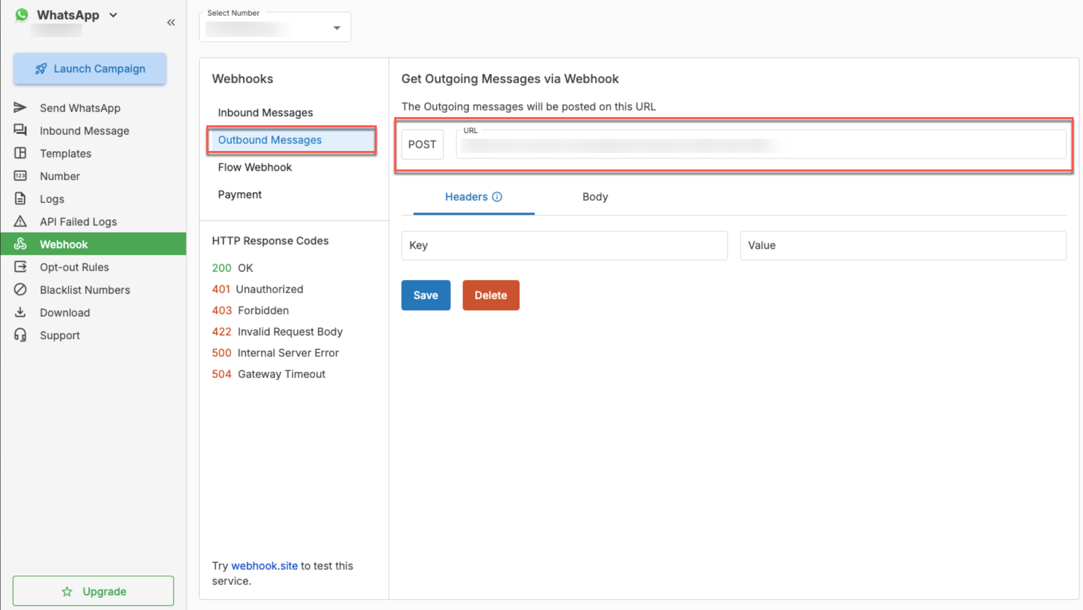 Configure Outbound Message Callback in MSG91