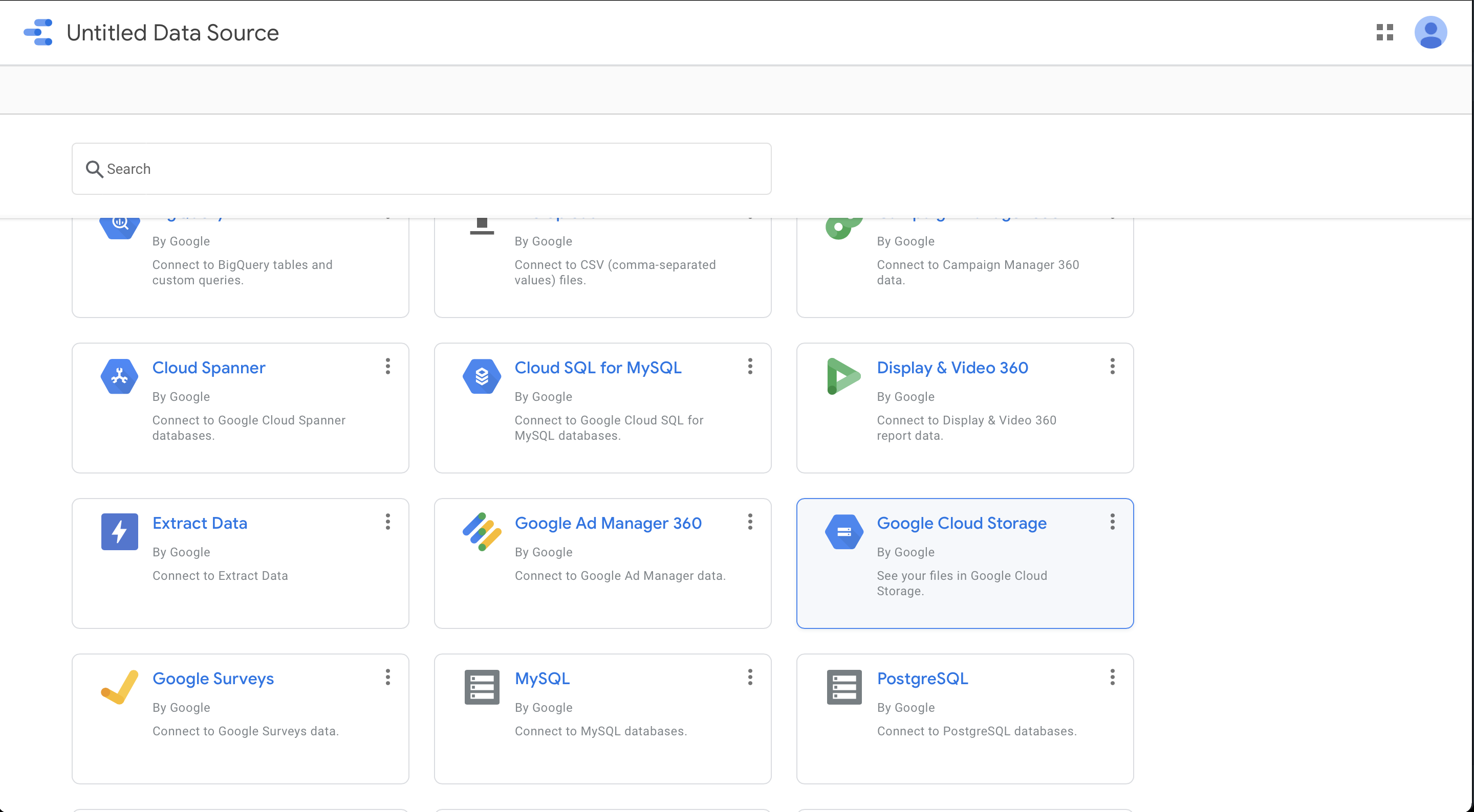 Google Data Studio template report connection