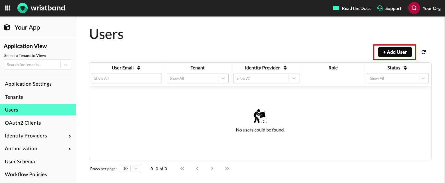 Add user button