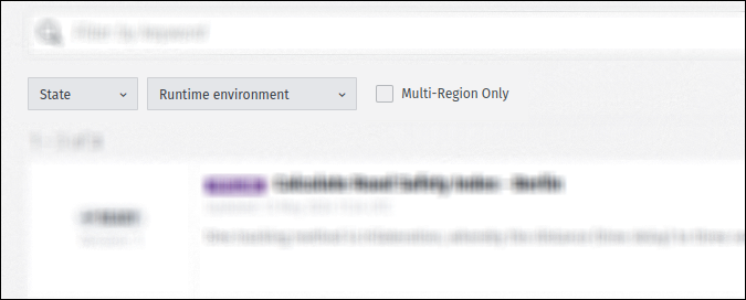 Sample screen showing controls used to filter a pipeline listing