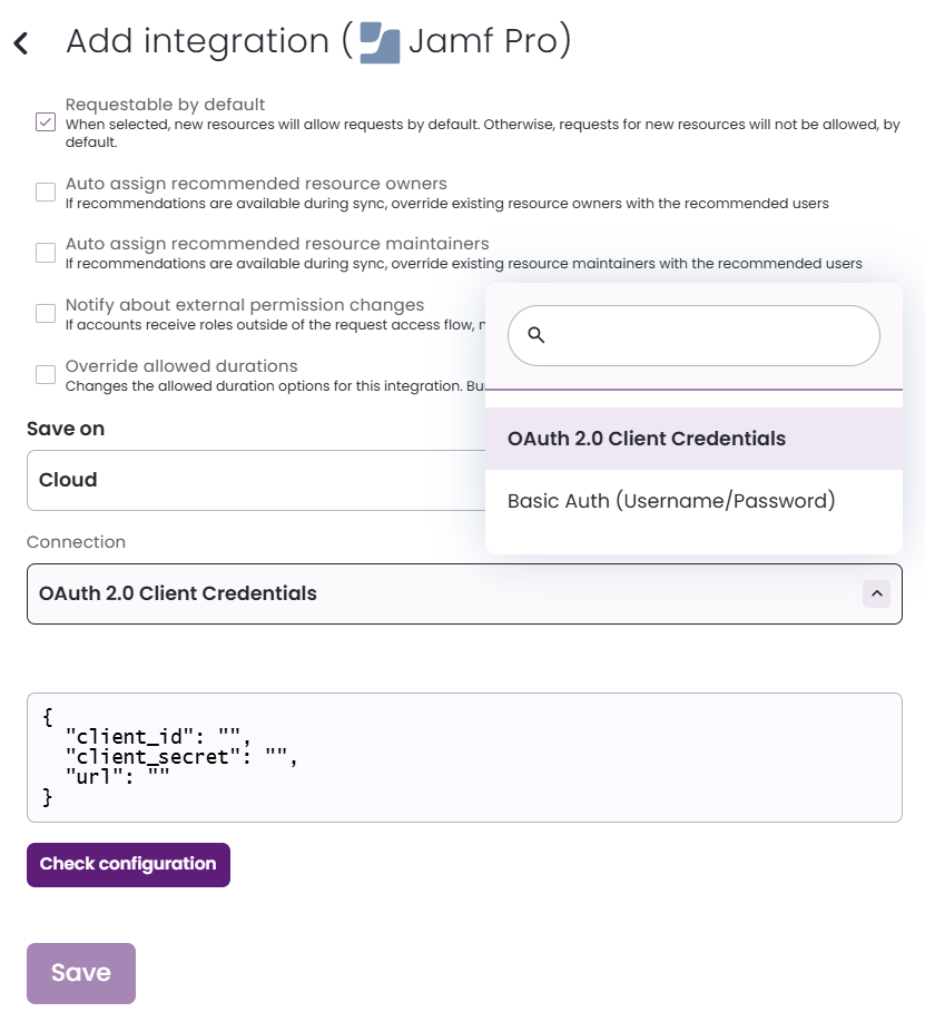 Add Jamf Pro integration with OAuth 2.0 client credentials