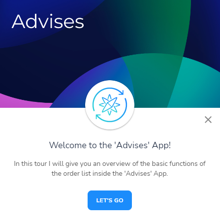 Start an overview guide within the Advises app