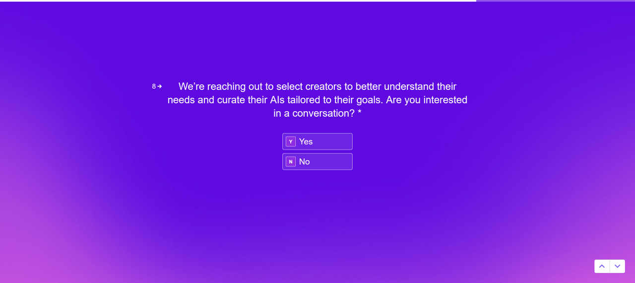 Screenshot of reaching out to select creators