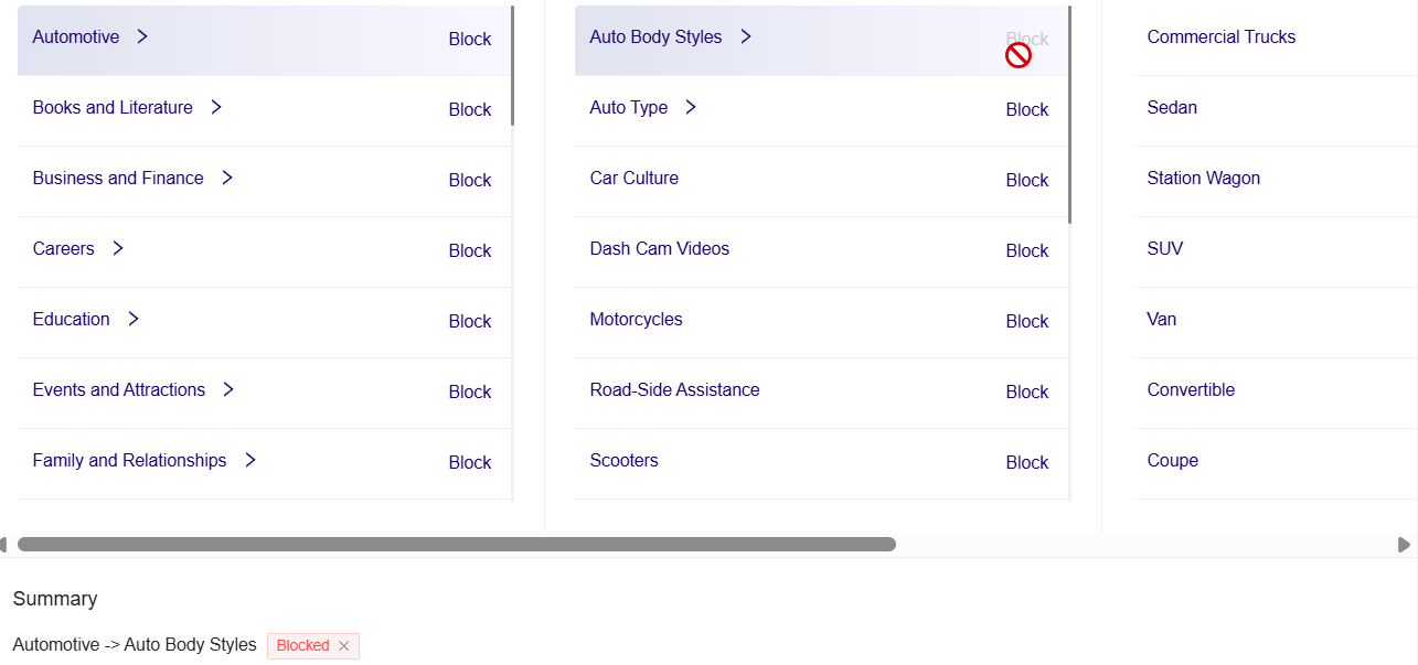 **Excluding sub-category and its leaf items**